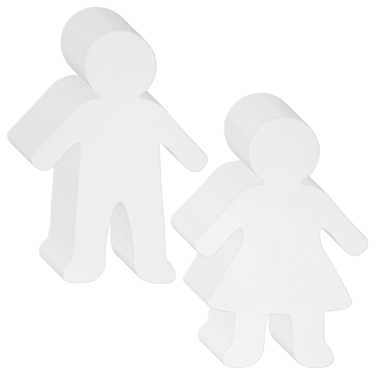 48-Pack Boys and Girls Blank Paper Cutouts, White - Paper Shapes for Arts & Crafts, School Projects, DIY Decorations, Classroom Use & Party Banners